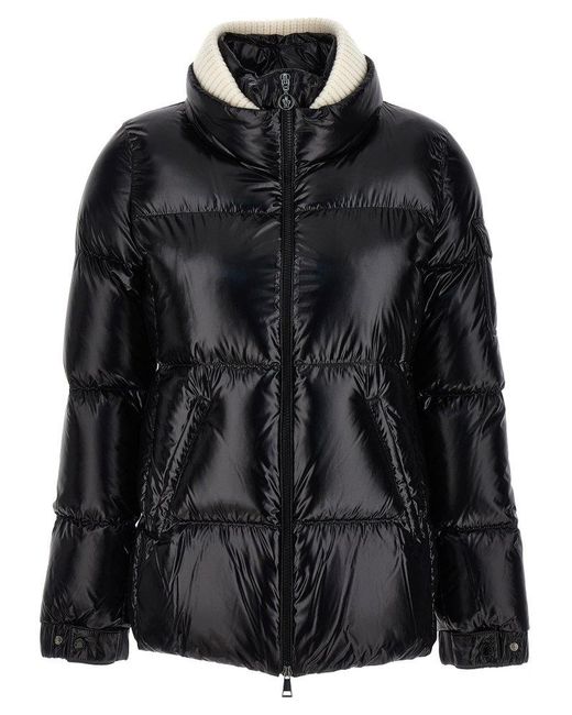 Moncler Black Zip-up Long-sleeved Puffer Jacket