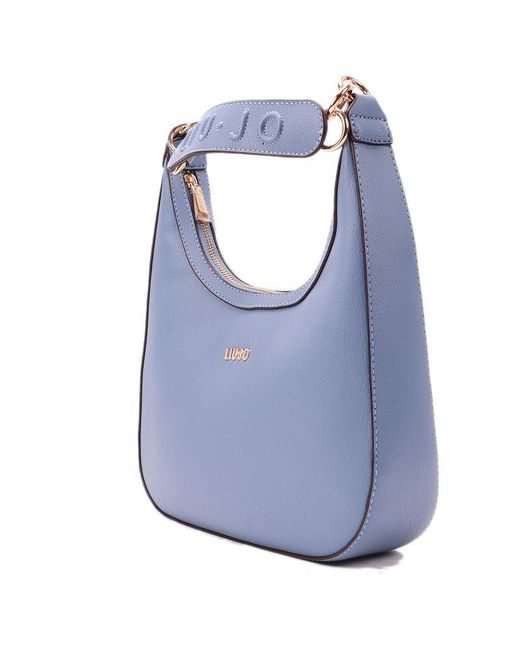 Liu Jo Blue Logo-lettering Zipped Shoulder Bag