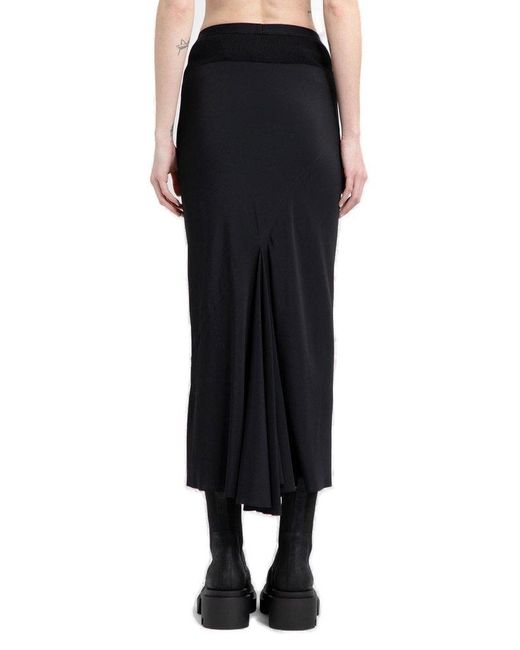 Rick Owens Black Calf Bias Draped Skirt