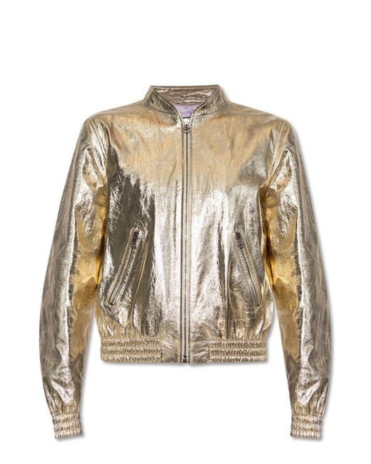 Gucci Metallic Leather Bomber Jacket