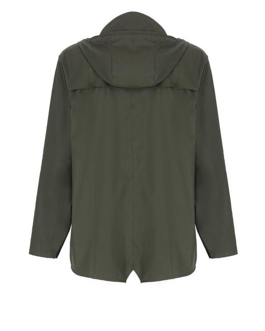Rains Green Drawstring Hooded Jacket