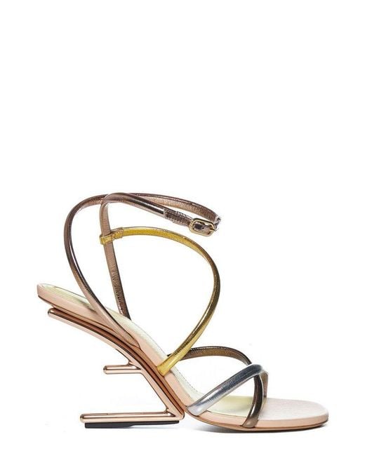 Fendi Multicolor First F-shaped High-heeled Sandals
