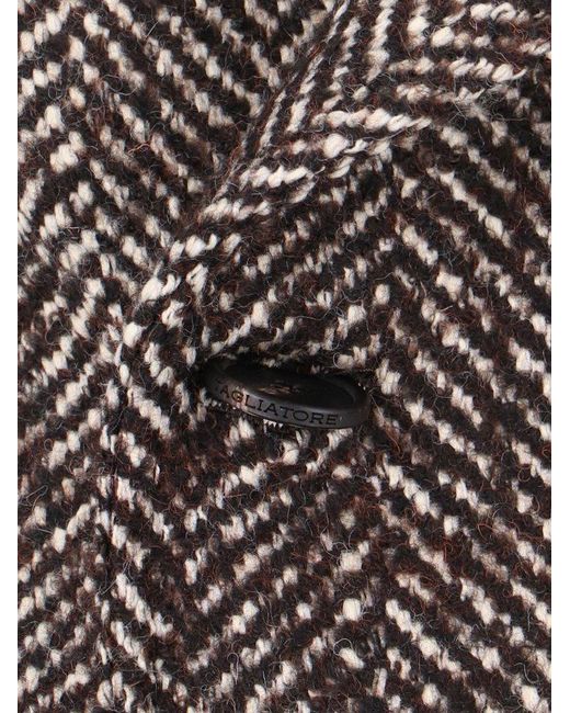 Tagliatore Brown Herringbone Double-Breasted Coat for men