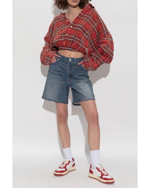 R13 Red Shirt With Check Pattern
