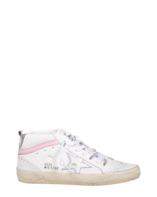 Golden Goose Mid-star Lace-up Sneakers in White | Lyst