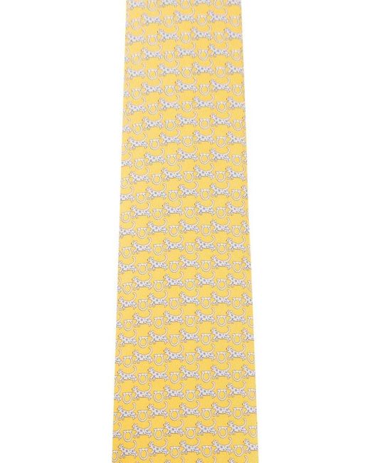 Ferragamo Yellow Silk Tie for men
