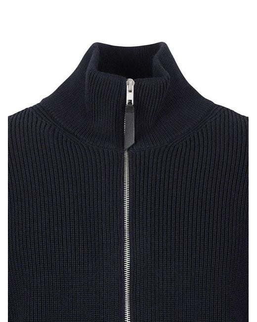 Maison Margiela Blue Roll Neck Zipped Knit Sweater for men