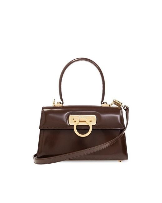 Ferragamo Brown Iconic Top Handle Bag