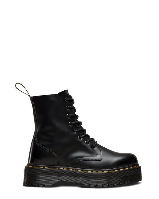 Dr. Martens Black Round Toe Lace-up Chunky Boots