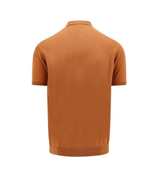 Roberto Collina Orange Short-sleeve Polo Shirt for men
