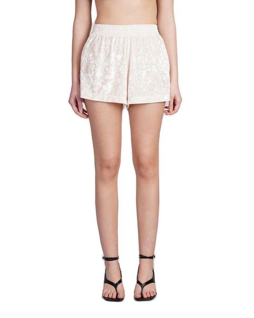 Mc2 Saint Barth White Cate Thigh-length Crushed Velvet Shorts