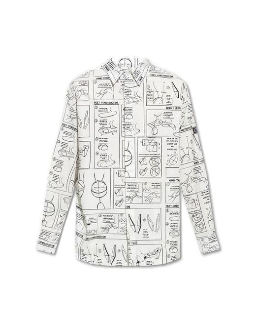 Iceberg White Looney Tunes Sketch Print Button-up Shirt for men