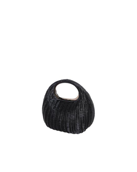 Sacai Black Woven Detailed Round Mini Tote Bag