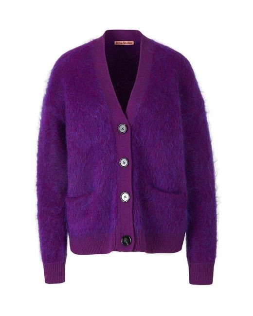 Acne Purple Mohair Knit Cardigan
