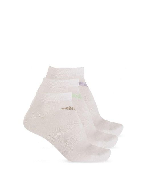 Emporio Armani White Short Socks Three-pack, for men