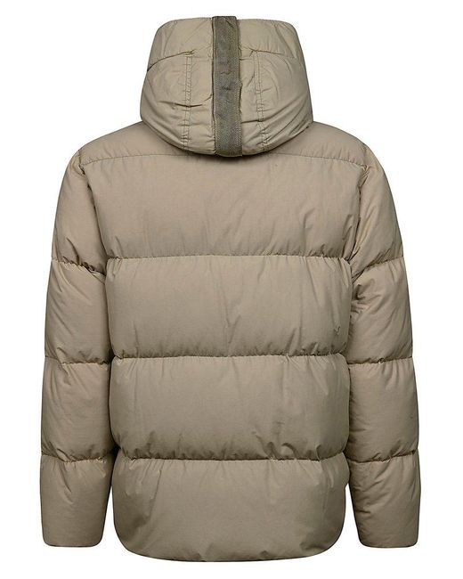 Stone Island Synthetic Logo Patch Zip-up Puffer Jacket in Beige (Natural)  for Men | Lyst