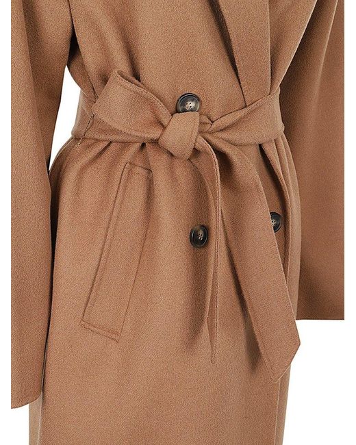 Weekend by Maxmara Brown Double-breasted Belted Coat