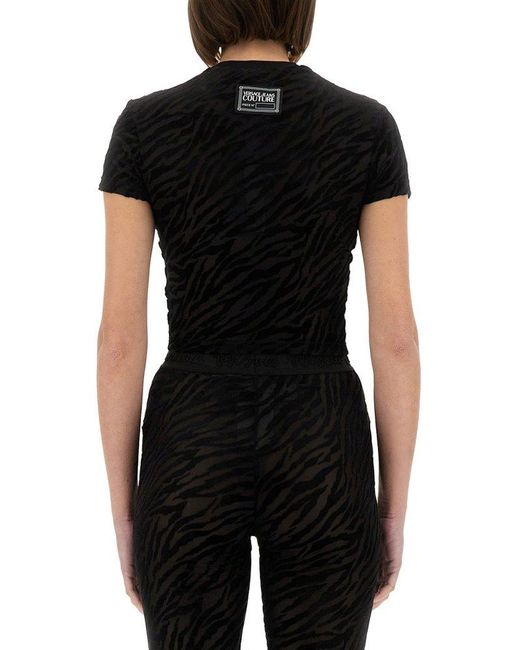 Versace Jeans Couture Black Zebra Printed Crewneck T-Shirt