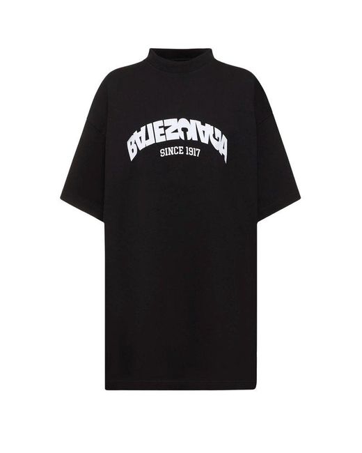 Balenciaga Black Flip Logo Printed Oversized T-shirt for men