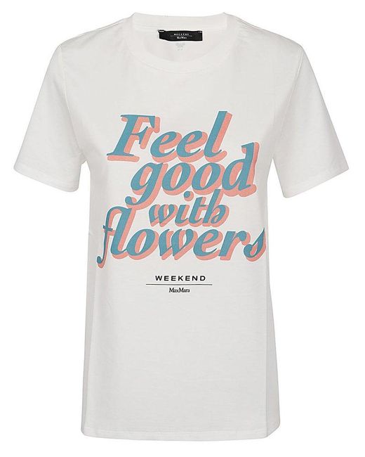 Weekend by Maxmara White Logo Printed Crewneck T-shirt
