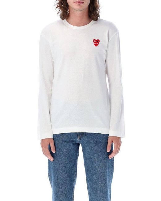 COMME DES GARÇONS PLAY White Heart-Patch Jersey T-Shirt