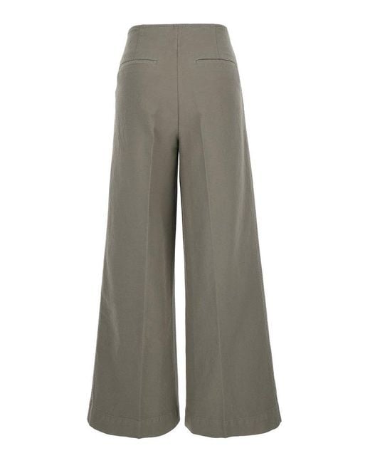 Totême  Gray Wide Pants With Zip Closure