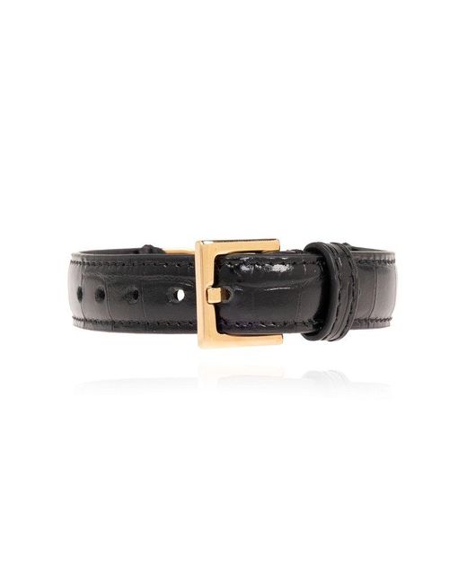 Versace Black Leather Bracelet,