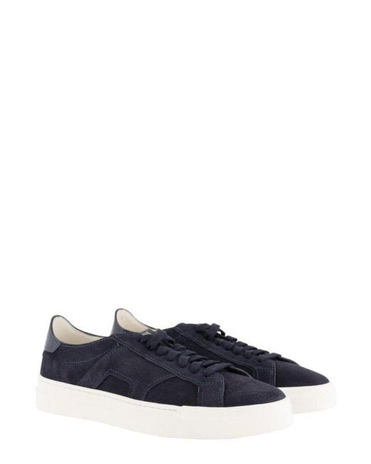 Santoni Blue Round Toe Lace-Up Sneakers for men