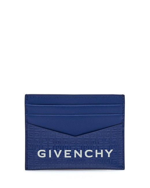 Givenchy Blue 4g Motif Embossed Card Holder for men