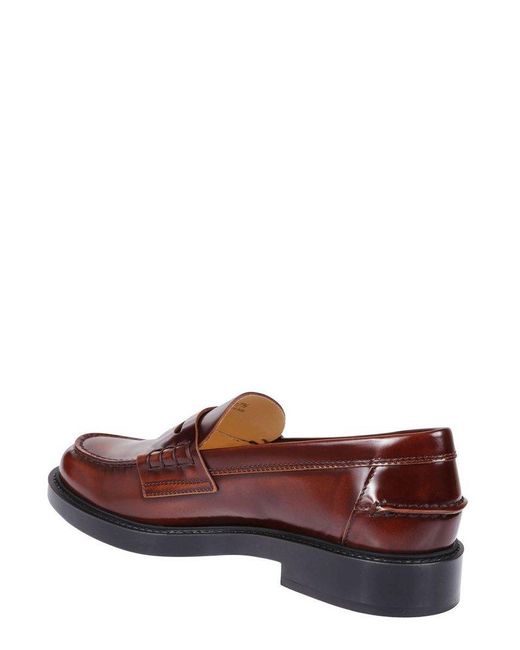 Tod's Brown Penny Bar Shinny Loafers