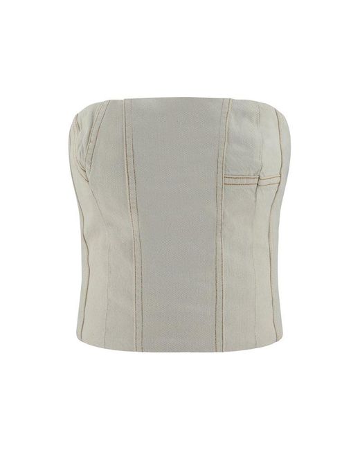 Amiri Gray Strapless Cropped Bustier Top