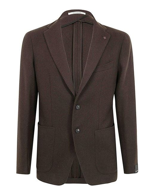 Tagliatore Brown Single-Breasted Tailored Blazer for men