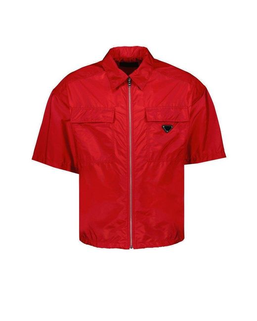 Prada Red Re-nylon Short-sleeved Shirt for men