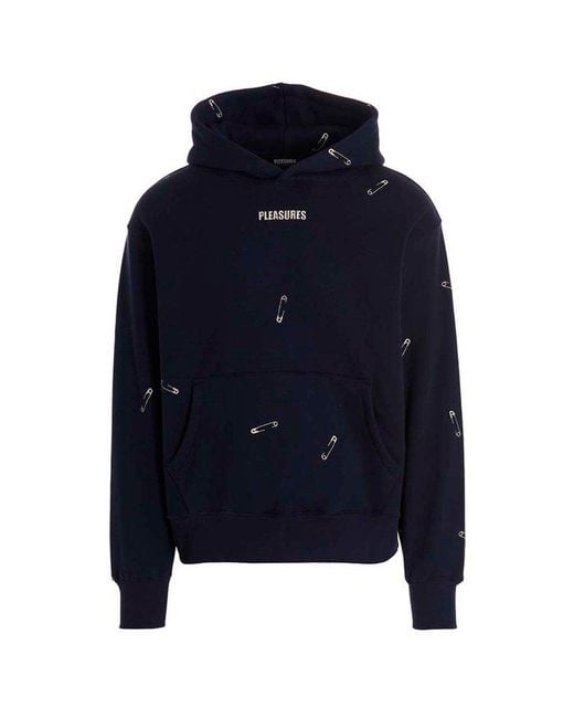Pleasures Blue Safety Pin Embroidered Hoodie for men
