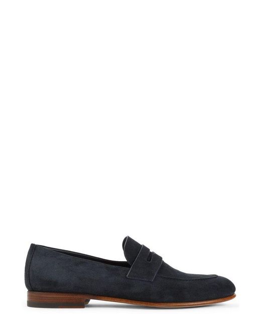 Giorgio Armani Blue Round Toe Slip-On Loafers for men