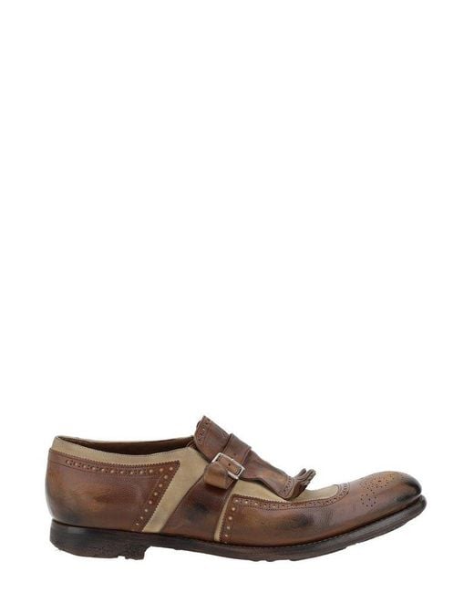 Church's Brown Glace Monk Strap Loafers for men
