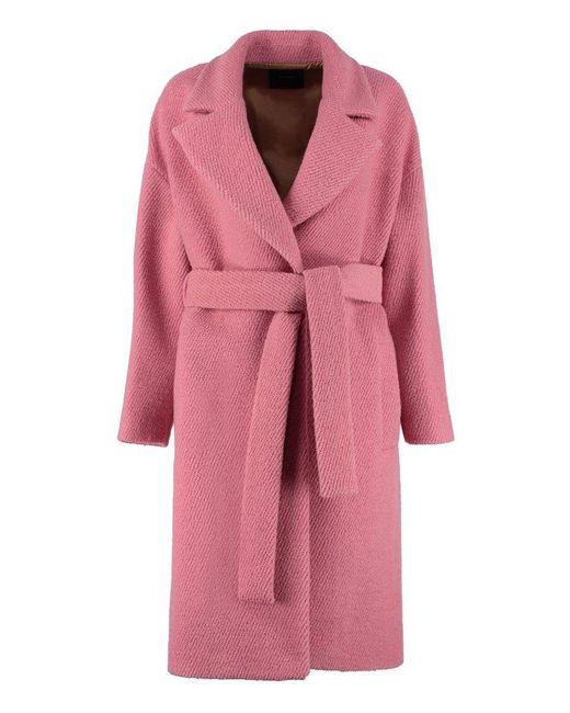 Pinko Pink Cibella Belted Coat