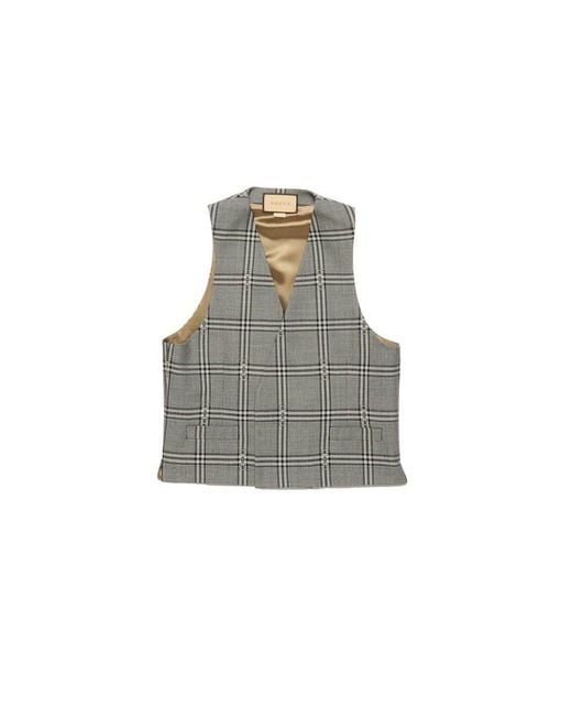 Gucci Gray Horsebit Check Gilet for men