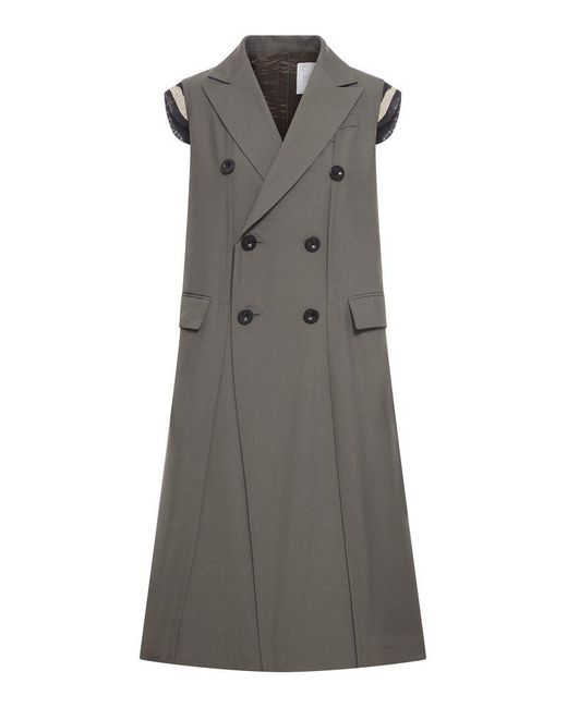 Sacai Gray Suiting Long Vest