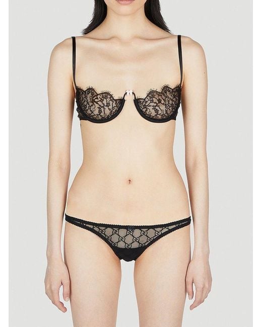 Gucci Natural Sweetheart Neck Floral-lace Bra