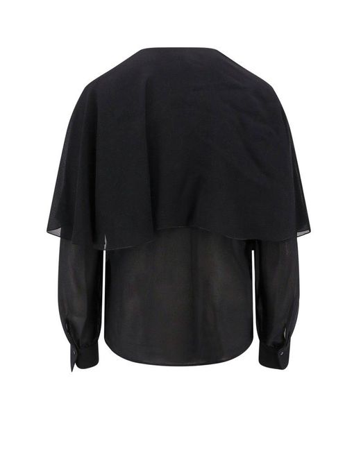 Chloé Black Crewneck Straight Hem Long-Sleeved Shirt