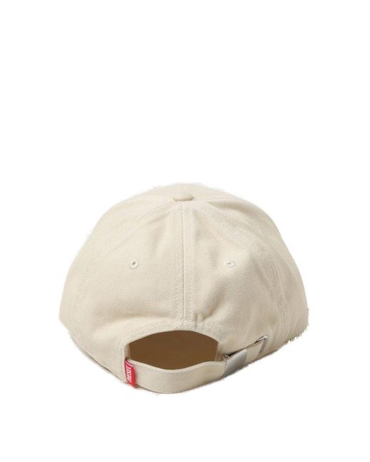 DIESEL White C-run-wash Logo Embroidered Baseball Cap for men