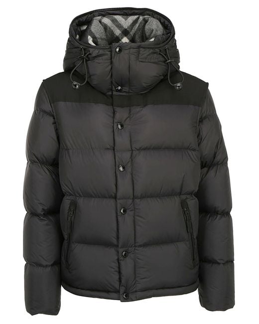 Burberry Black Detachable Sleeve Hooded Puffer Jacket for men