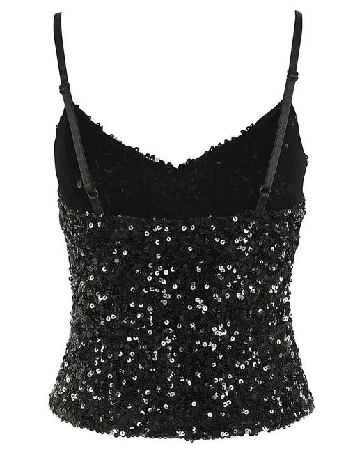 Moschino Black Jeans Sequin Embellished Spaghetti Straps Top