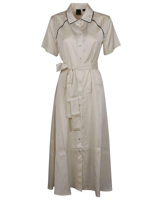 Pinko Gray Tied-waist Long Shirt Dress