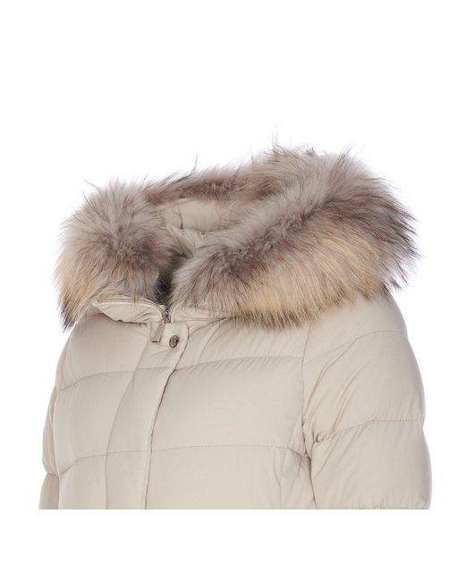 Moorer Natural Kilie-fur-kn Hooded Zipped Puffer Jacket