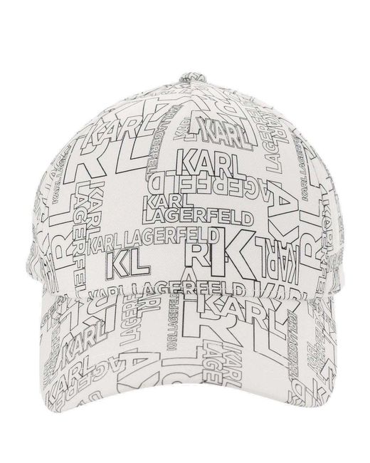 Karl Lagerfeld White Cotton Blend Baseball Cap With Logo for men