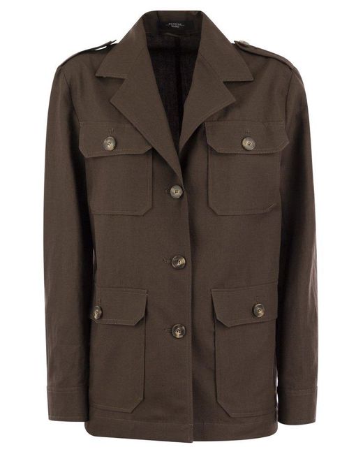 Weekend by Maxmara Brown Bacca Cotton And Linen Safari Jacket