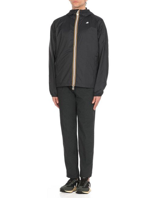 K-Way Black Hooded Windbreaker Jacket for men