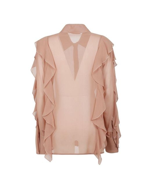 Blumarine Pink Long Sleeved Ruffled Shirt